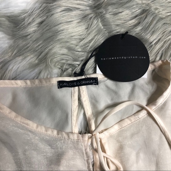 Harlow & Graham ivory could shoulder peplum blouse - Picture 4 of 7